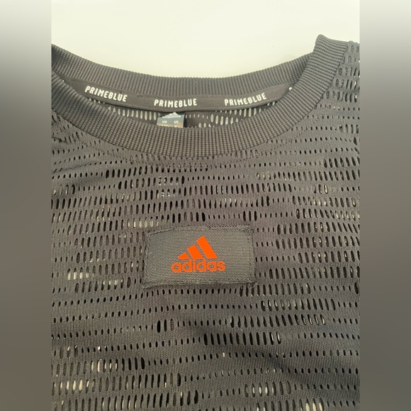 Adidas PRIMEBLUE Tennis Shirt Crop Top Women's Size M Mesh Black - Picture 2 of 4